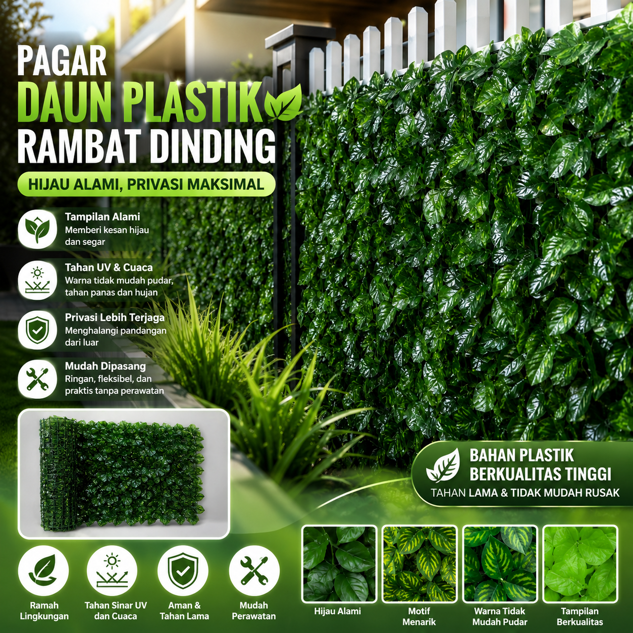 💥Penggantian gratis dalam tiga tahun, pagar tanaman buatan, bebas perawatan, dan tahan pudar.