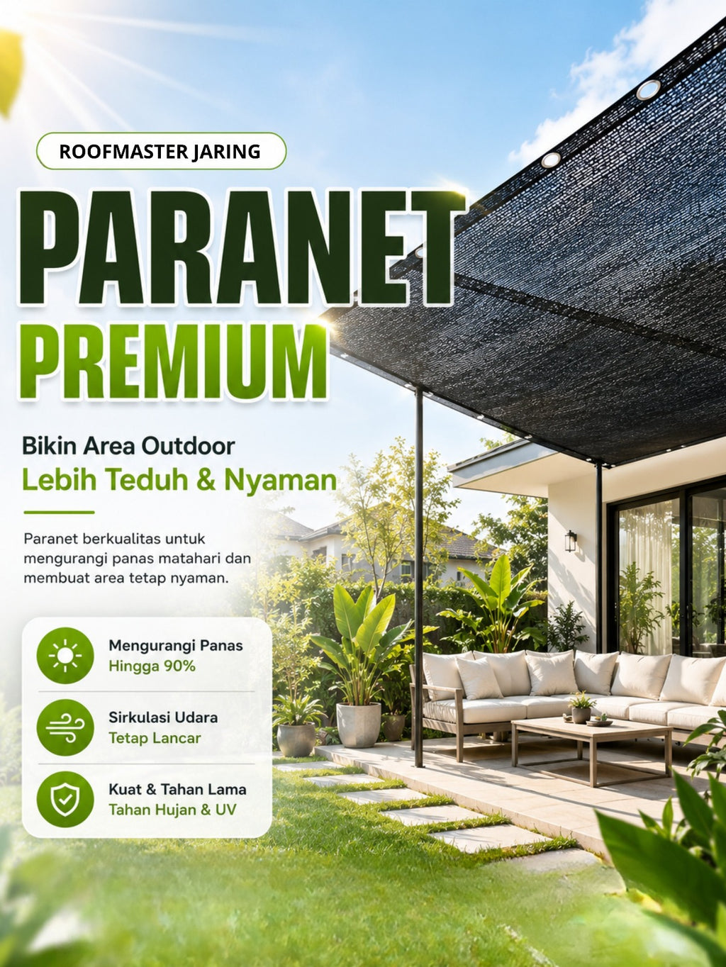 💥Garansi penggantian gratis selama lima tahun, jaring peneduh 99,99%, tahan api, tahan hujan, dan tahan radiasi.